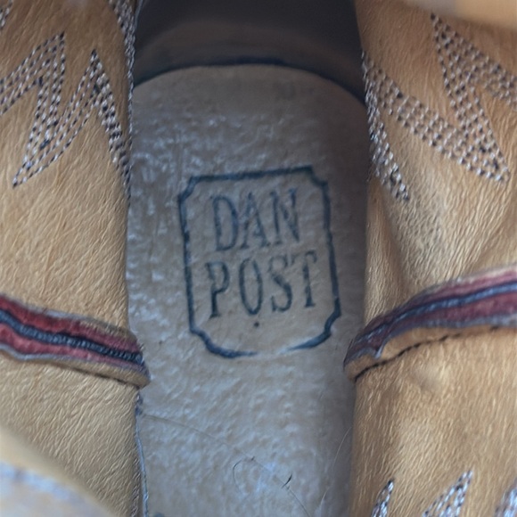 Vintage Dan Post Cowboy Western Boots Men's 10 D Burgundy Cowhide Leather - Picture 8 of 8